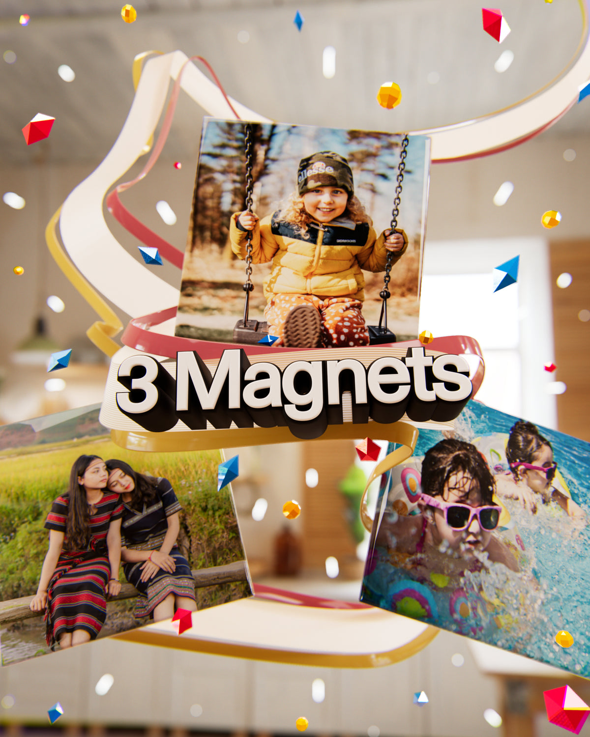 3 personalized magnets